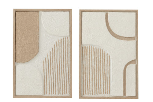 J-Line schilderij Vormen - papier - wit/beige - 2 stuks - vtwonen shop