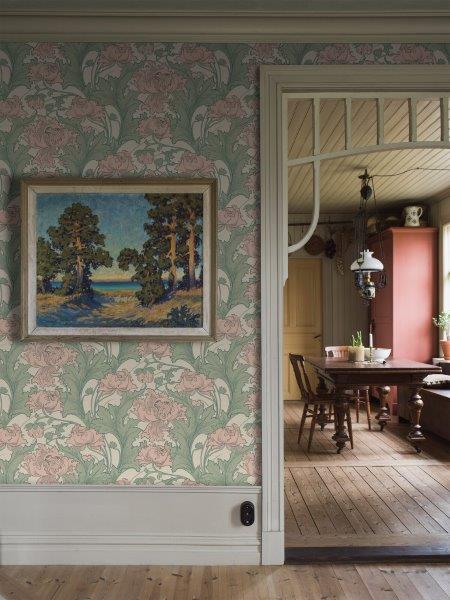 Borastapeter behang bloemen groen en oudroze - 53 cm x 10.05 m - 660077 - vtwonen shop