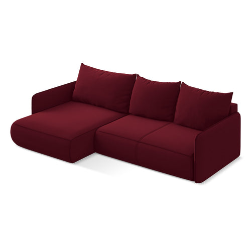 LaMiaSofa hoekbank links Palermo - velours - bourgondië - 240x148x86