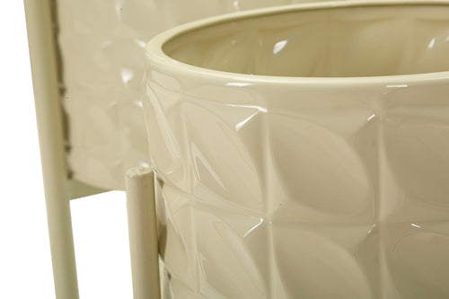 Set van 3 gekleurde metalen plantenpotten