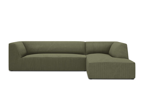 Micadoni rechter hoekbank Ruby 4-zits, ribfluwelen, groente - 180x273x69cm