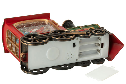 J-Line decoratie Trein + Muziek Kerstman - kunststof - mix - LED