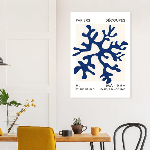 Artfulprints  Matisse – Dreamy coral flower navy blue II   poster 30x40 cm - vtwonen shop