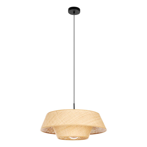 EGLO hanglamp Marford - e27 - ø 50 cm - zwart/natuur/raffia - vtwonen shop