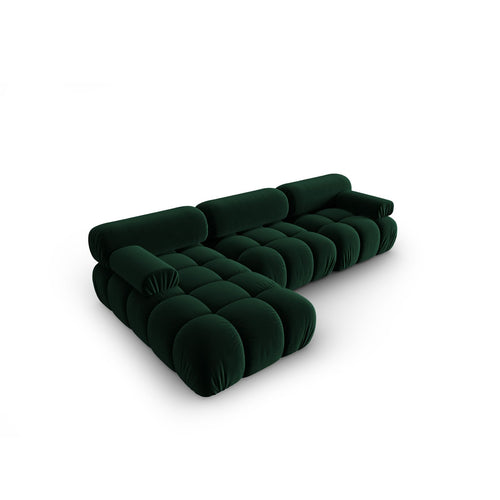 Cosmopolitan Design - Modulaire hoekbank links Cortina 4-zits, flueel flessengroen - 155x282x70cm