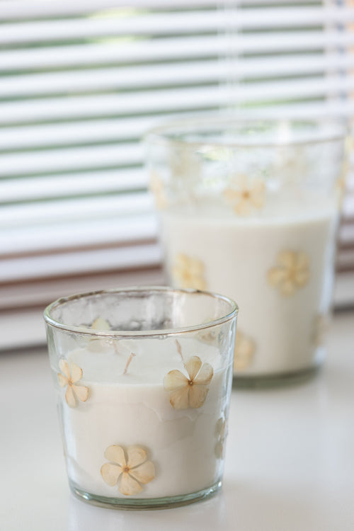 J-Line geurkaars Bloemen - glas - transparant - small - 45U - vtwonen shop