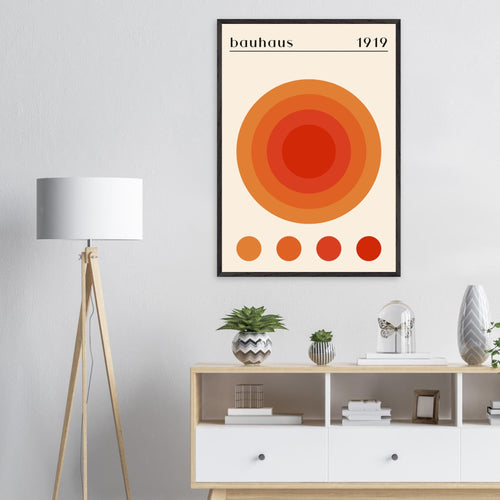Artfulprints Poster Bauhaus - Orange dot   - 50x70 cm - Oranje