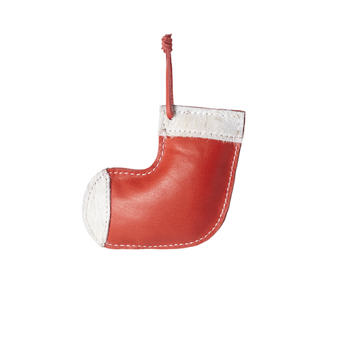 Sia Deco Kersthanger Laars - rood en wit - leer - H13 - vtwonen shop