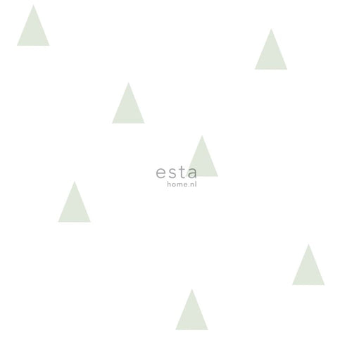 ESTAhome behang grafische driehoekjes mintgroen en wit - 53 cm x 10.05 m - 128868 - vtwonen shop