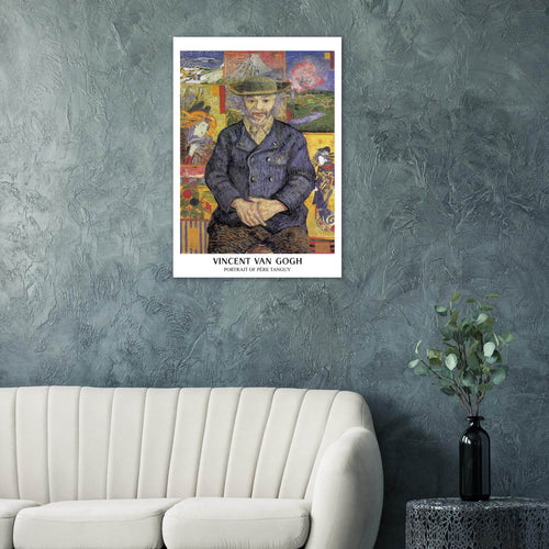 Artfulprints Poster met Lijst Vincent van Gogh - Portrait of Père Tanguy   - A4 21x29.7 cm - Meerkleurig