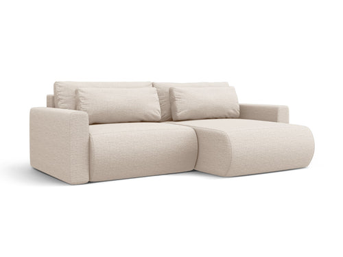 Cosmopolitan Design Omkeerbare converteerbare hoekbank met opbergdoos Belfast 3-zits, structurele stof beige - 149x240x84cm