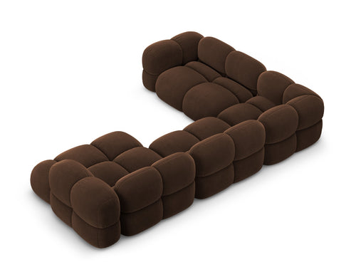 Cosmopolitan Design Panoramische hoekbank links Loretto 5-zits, flueel chocolade - 250x345x68cm