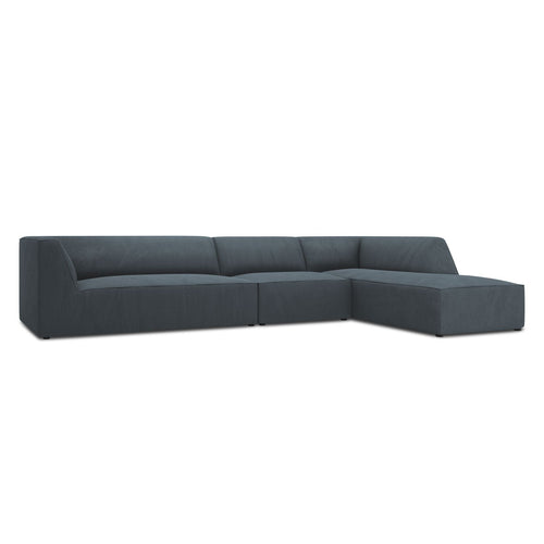 Cosmopolitan Design - Modulaire hoekbank rechts Siena 5-zits, ribfluwelen blauw - 180x366x69cm
