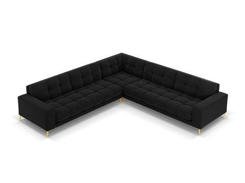Cosmopolitan Design Symmetrische hoekbank Bali 6-zits, flueel, zwart - 256x256x75cm