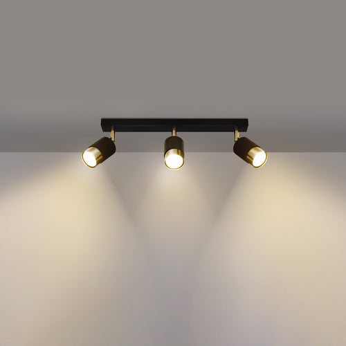 Sollux Lighting Plafondlamp NERO 3 zwart/goud - 45x5x18cm