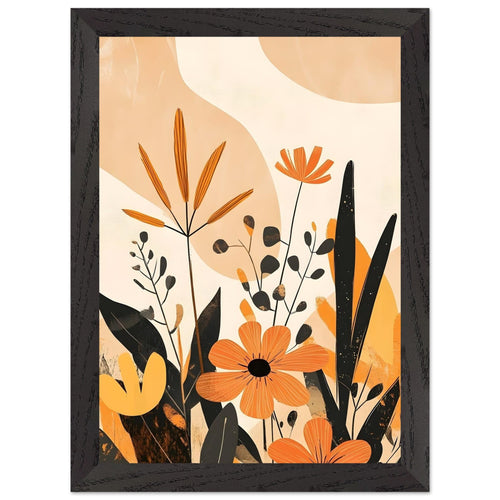 Artfulprints Poster met Lijst Boho – Bright garden   - A4 21x29.7 cm - Oranje