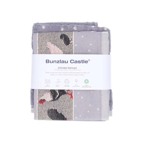 Luxe Keukendoek en Theedoek Kip Grijs - Bunzlau Castle - 100% biologisch GOTS katoen - vtwonen shop