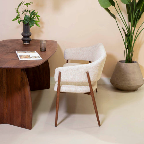 DÉJA Living Eetkamerbank Dénia - Beige/Walnoot - 160cm