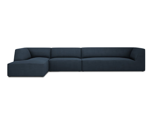 Micadoni linker hoekbank Ruby 5-zits, structurele stof, marineblauw - 180x366x69cm