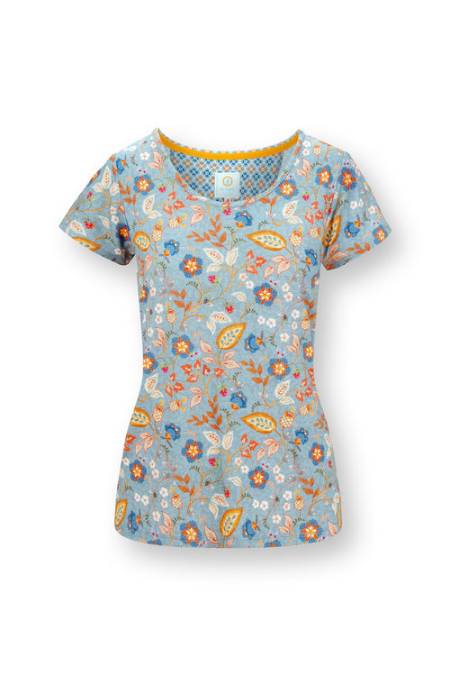 Pip Studio - Tilly Pajama Shirt Short Sleeve Women - Jameela - Blue - XXL