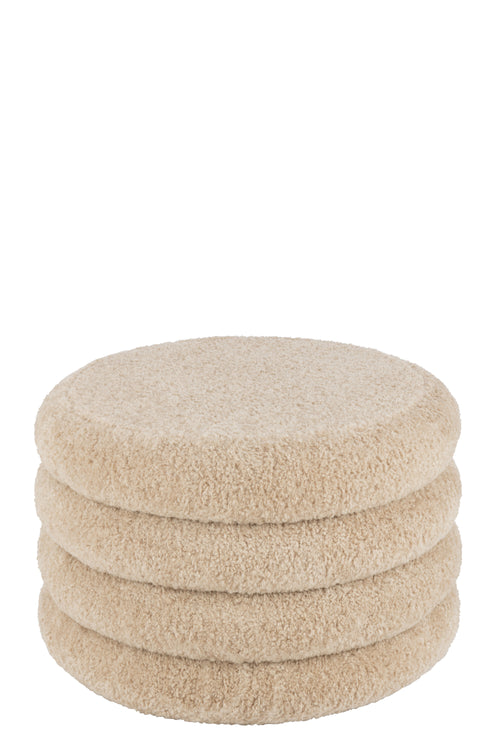 J-Line poef Rond Teddy - polyester - beige - vtwonen shop