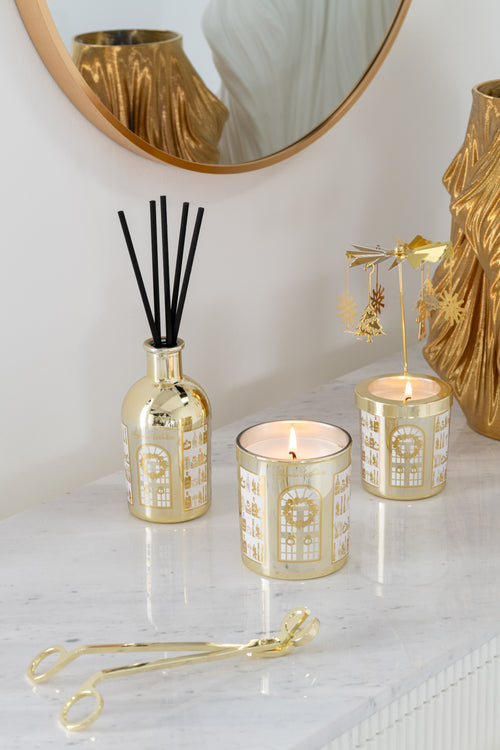 J-Line geurstokjes Surprise Window - Ginger Wood - wit/goud