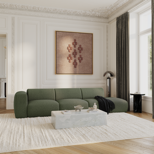 Sia Home - Rechte bank MYRA - Geweven stof - Olijfgroen - 310cm - vtwonen shop