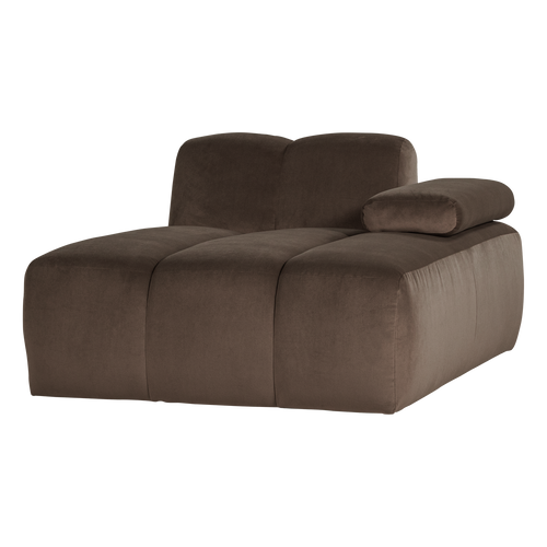 WOOOD chaise longue bank rechts Mojo - Velvet - Bruin - 74x124x162