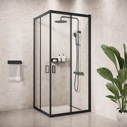 Badplaats Douchecabine Dakota 80 x 80 x 190 cm – Zwart – Douchewand met Schuifdeur