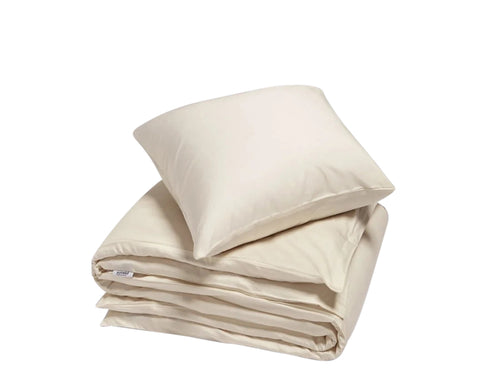 Yumeko dekbedovertrek katoen satijn natural 140x220 + 1/60x70 - vtwonen shop