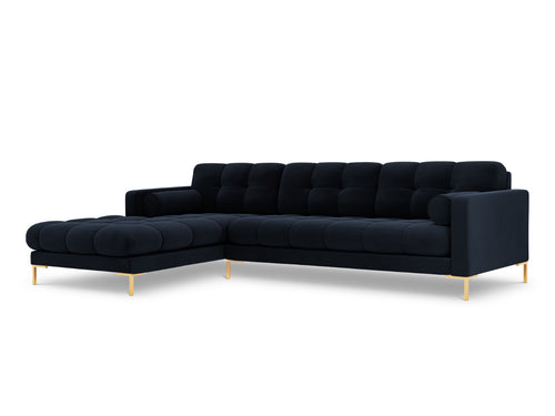 Cosmopolitan Design linker hoekbank Bali 5-zits, flueel, donkerblauw - 185x293x75cm