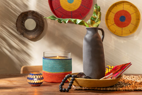 J-Line schaal - papier maché - geel  - set van 3