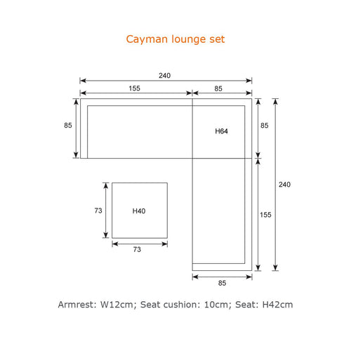Cayman II lounge set 4-delig - organic grey/antraciet