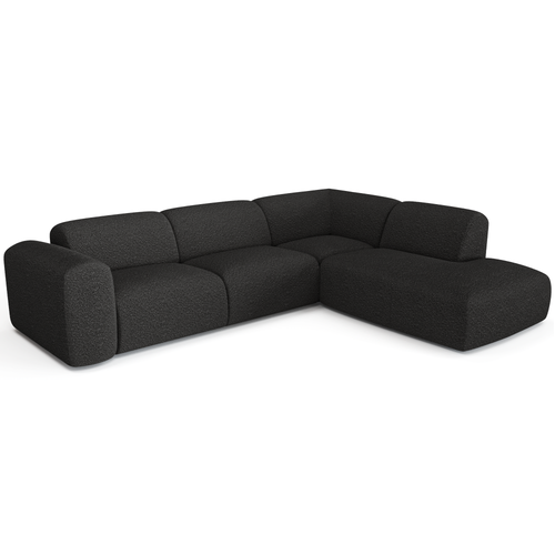 Sia Home - Rechte hoekbanken MYRA - Bouclette stof - Donker antraciet - 269cm - vtwonen shop