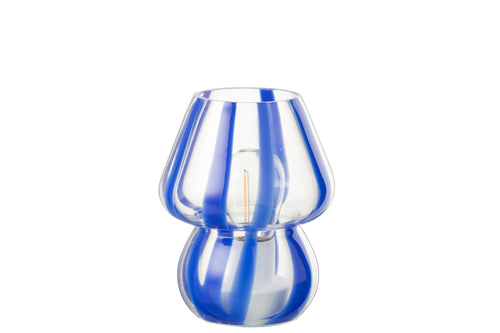 J-Line tafellamp Strepen - glas - transparant/blauw - small