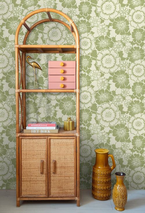 ESTAhome behang retro bloemen groen - 50 x 900 cm - 131525 - vtwonen shop