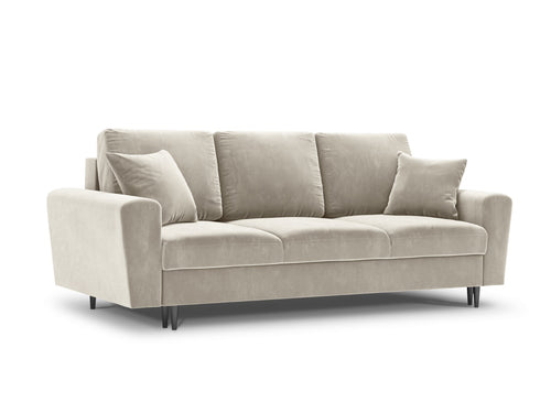 Cosmopolitan Design Slaapbank met opbergdoos Kyoto 3-zits, flueel, lichtbeige - 100x235x88cm