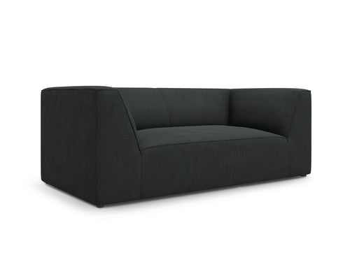 Micadoni Bank Ruby 2-zits, ribfluwelen, zwart - 93x174x69cm