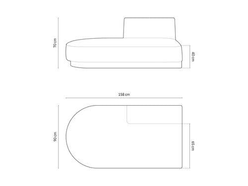 Micadoni - Module "Miley" 2 zitplaatsen, chenille lichtgrijs - 90x158x70cm