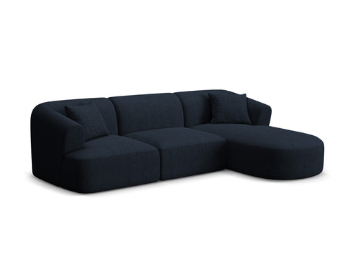 Cosmopolitan Design Modulaire hoekbank rechts Campi 4-zits, structurele stof koningsblauw - 156x256x70cm