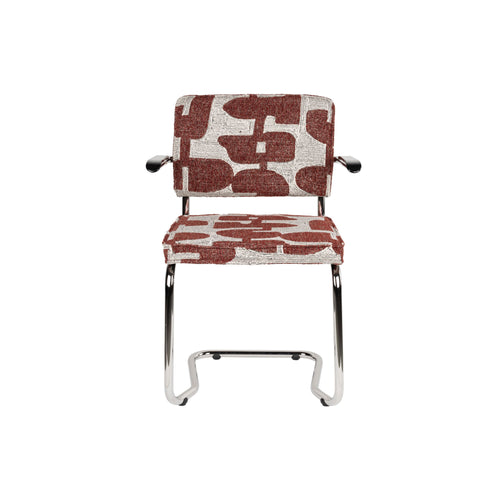 Zuiver Ridge Kink Deco Symbols Eetkamerstoelen Armleuning Rood - Set van 2