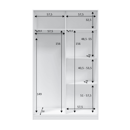 Calicosy - Kast NINO - Wit 50x120x200 cm