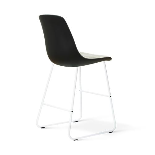 Nolon Nino-Liv barkruk zwart met naturelbeige zitkussen - wit onderstel - 65 cm - vtwonen shop