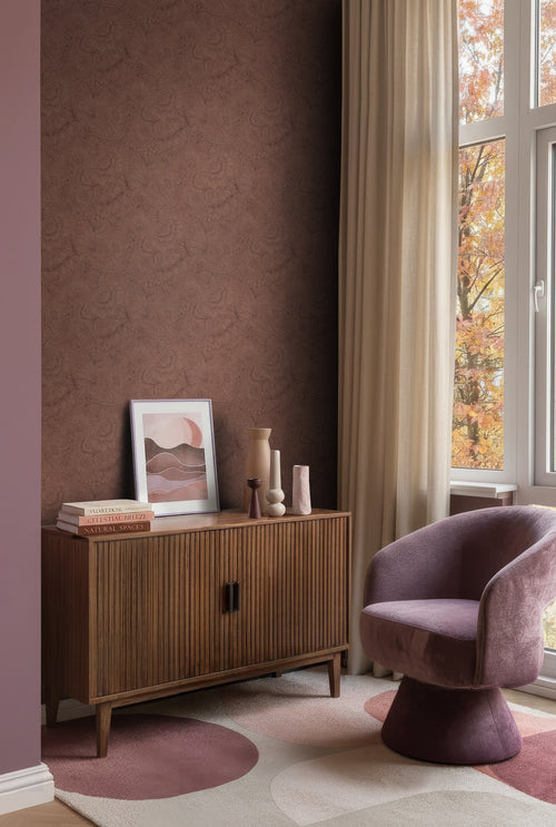 ESTAhome behang bloemmotief terracotta - 50 x 900 cm - 131854