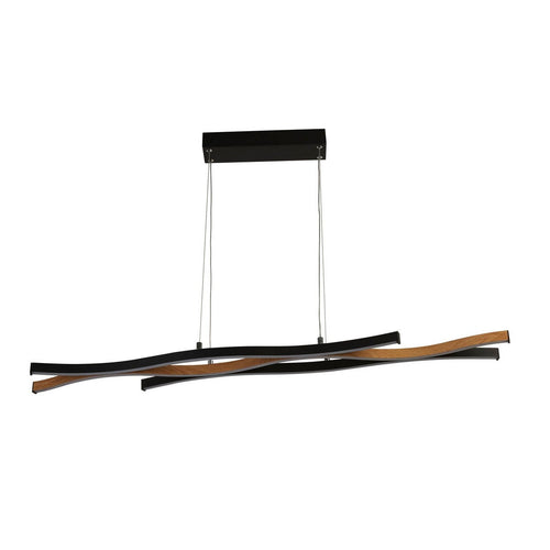Bloom Swirl LED-plafondhanger, zwart met houteffect