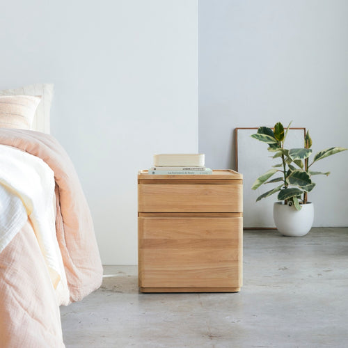 Tikamoon Massief teakhouten nachtkastje - Naturel - vtwonen shop