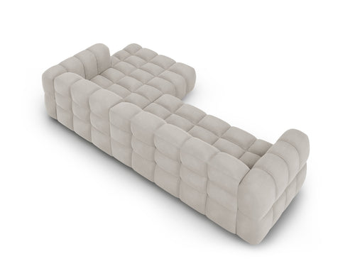 Cosmopolitan Design Modulaire hoekbank rechts Sky 4-zits, flueel, lichtbeige - 162x300x70cm