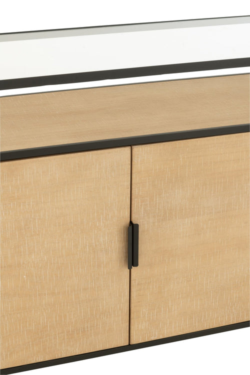 J-Line kast Ovy - ijzer - naturel/zwart