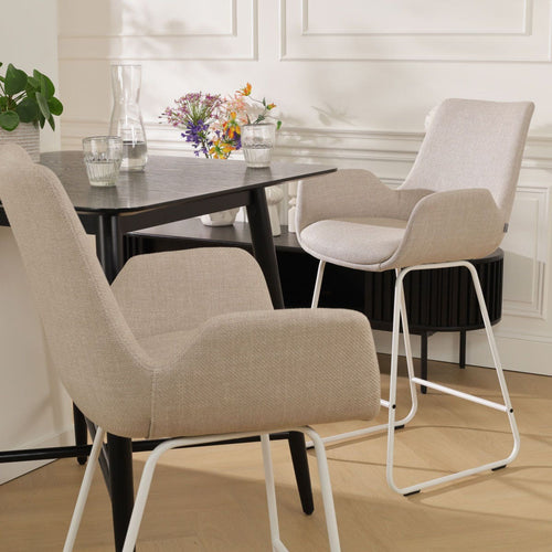 Nolon Nino-Eef Barkrukken Set van 2 - Beige - Wit - 75 cm