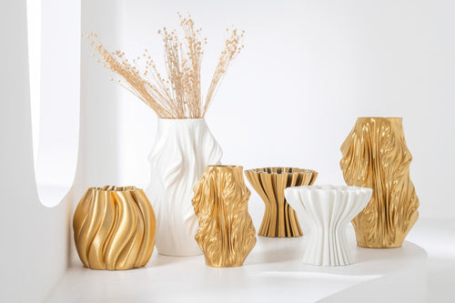 J-Line vaas 3D Print Onregelmatig - porselein - goud - small - Ø 18 cm